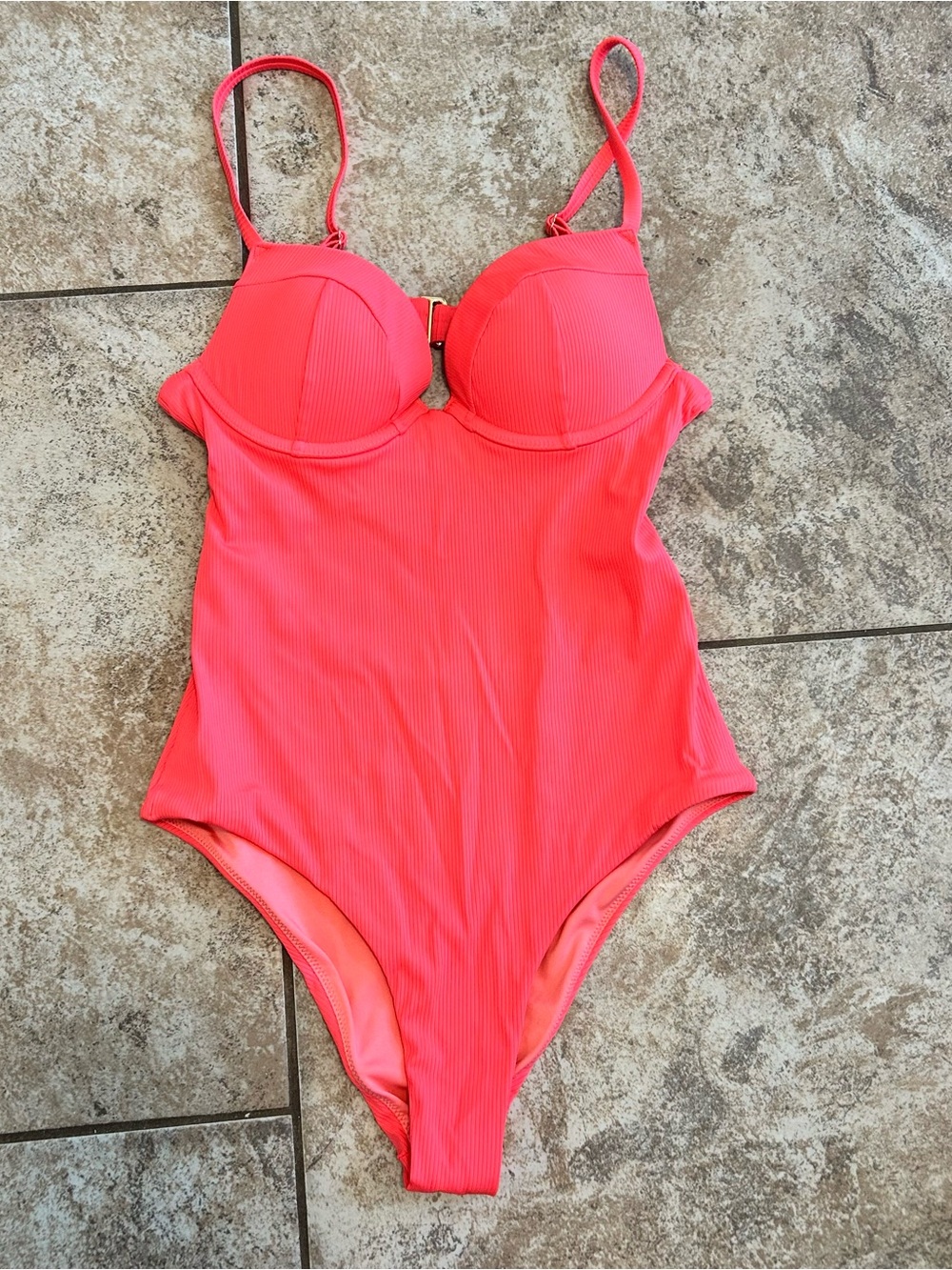 Victoria's Secret Coral One-Piece Swim Suit with Molded Cups